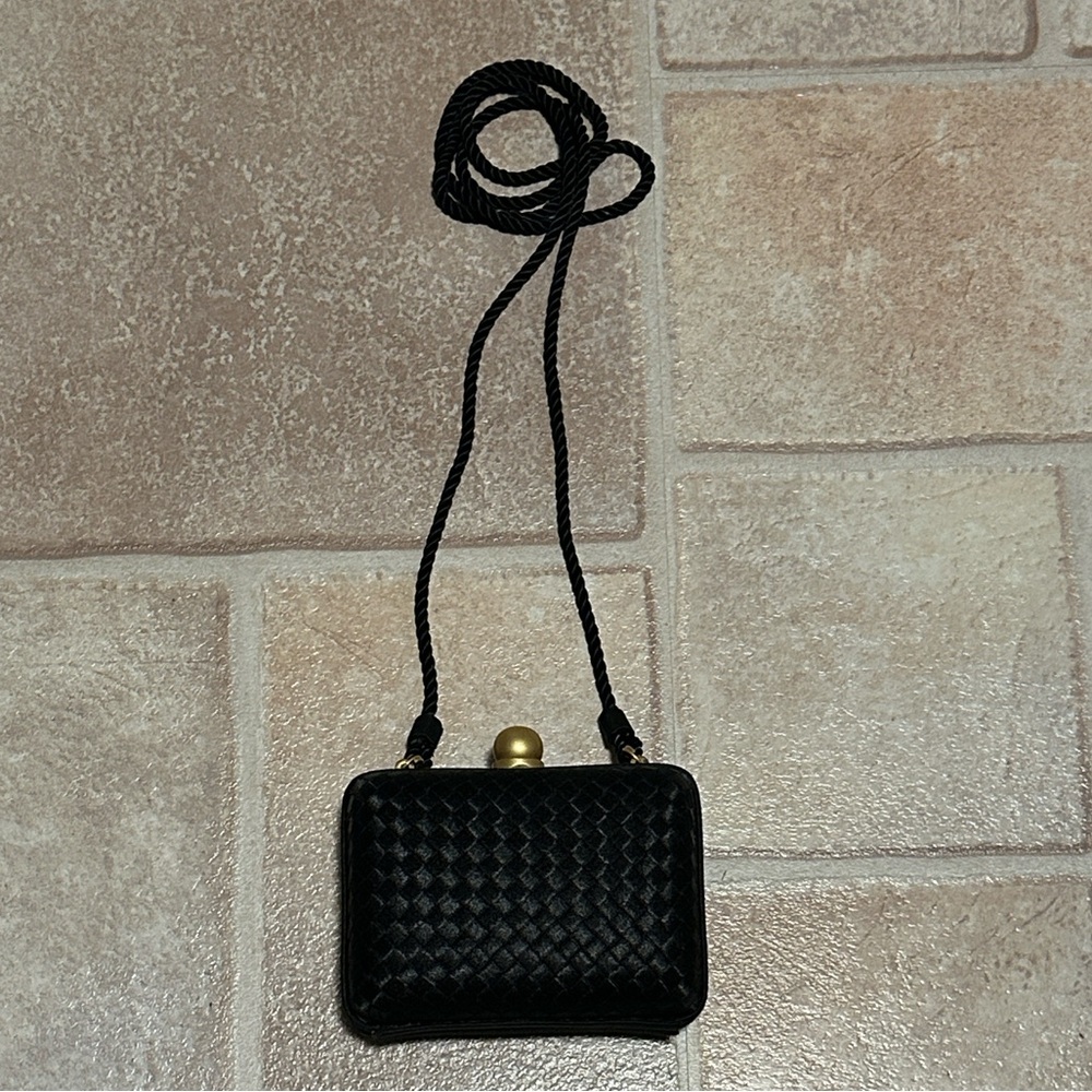 Neiman Marcus Satin Minaudière Mini Clutch Bag